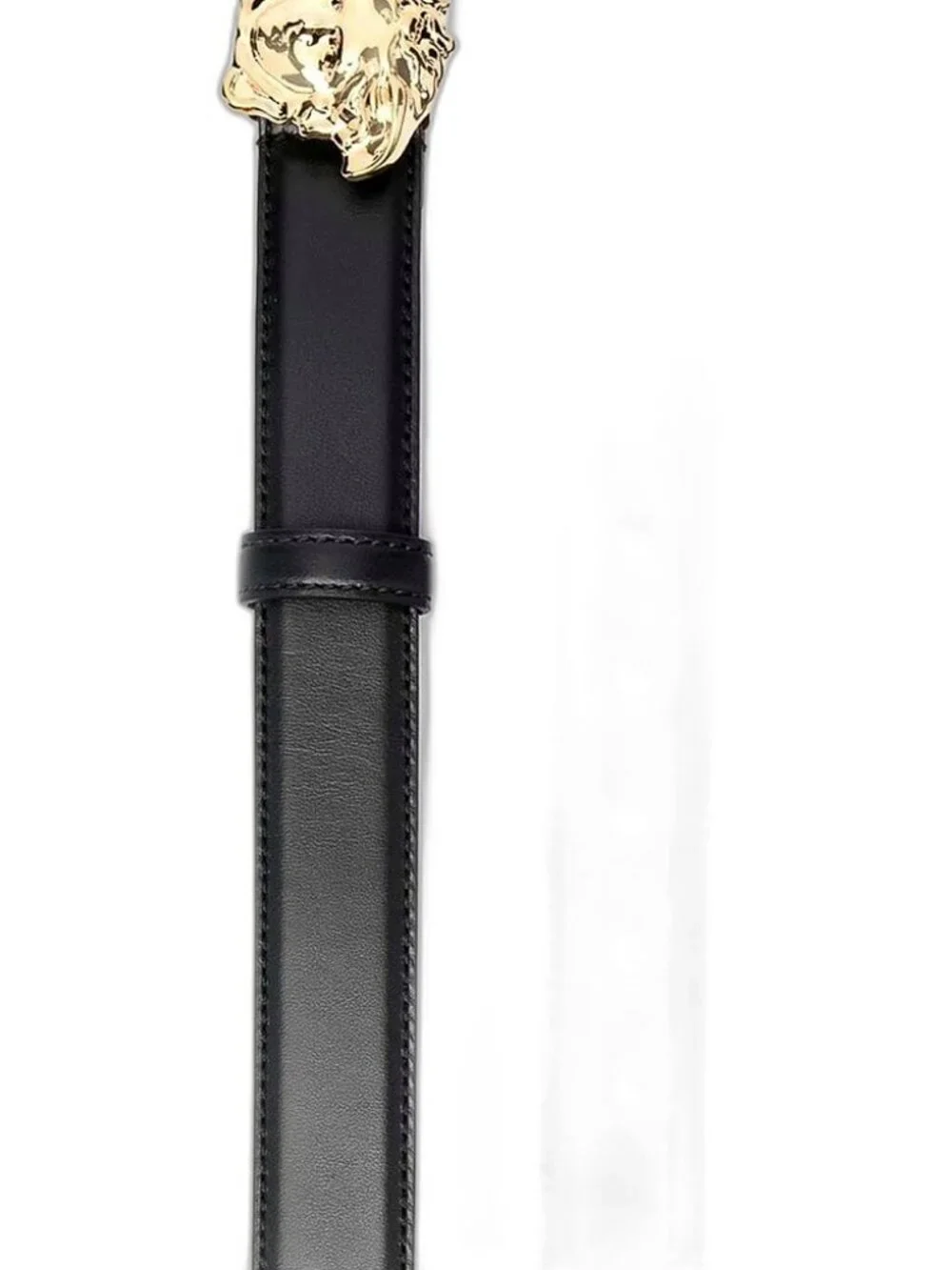 Versace Black Leather Skinny Medusa Belt 1cm Gold 40 Italy